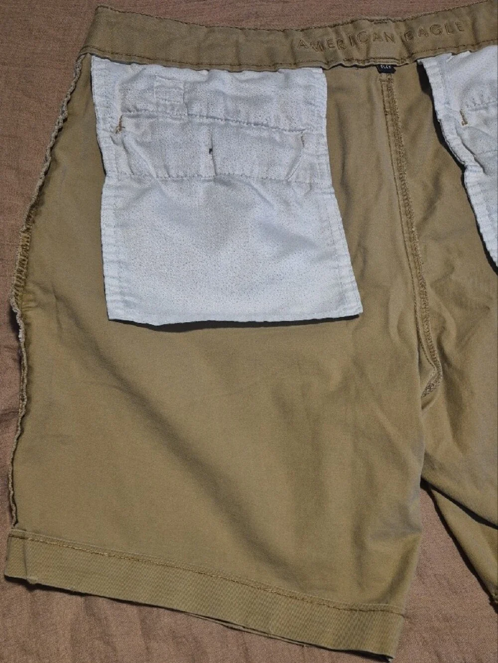 American Eagle Outfitters Men’s Olive-Tan Flat Front Shorts
